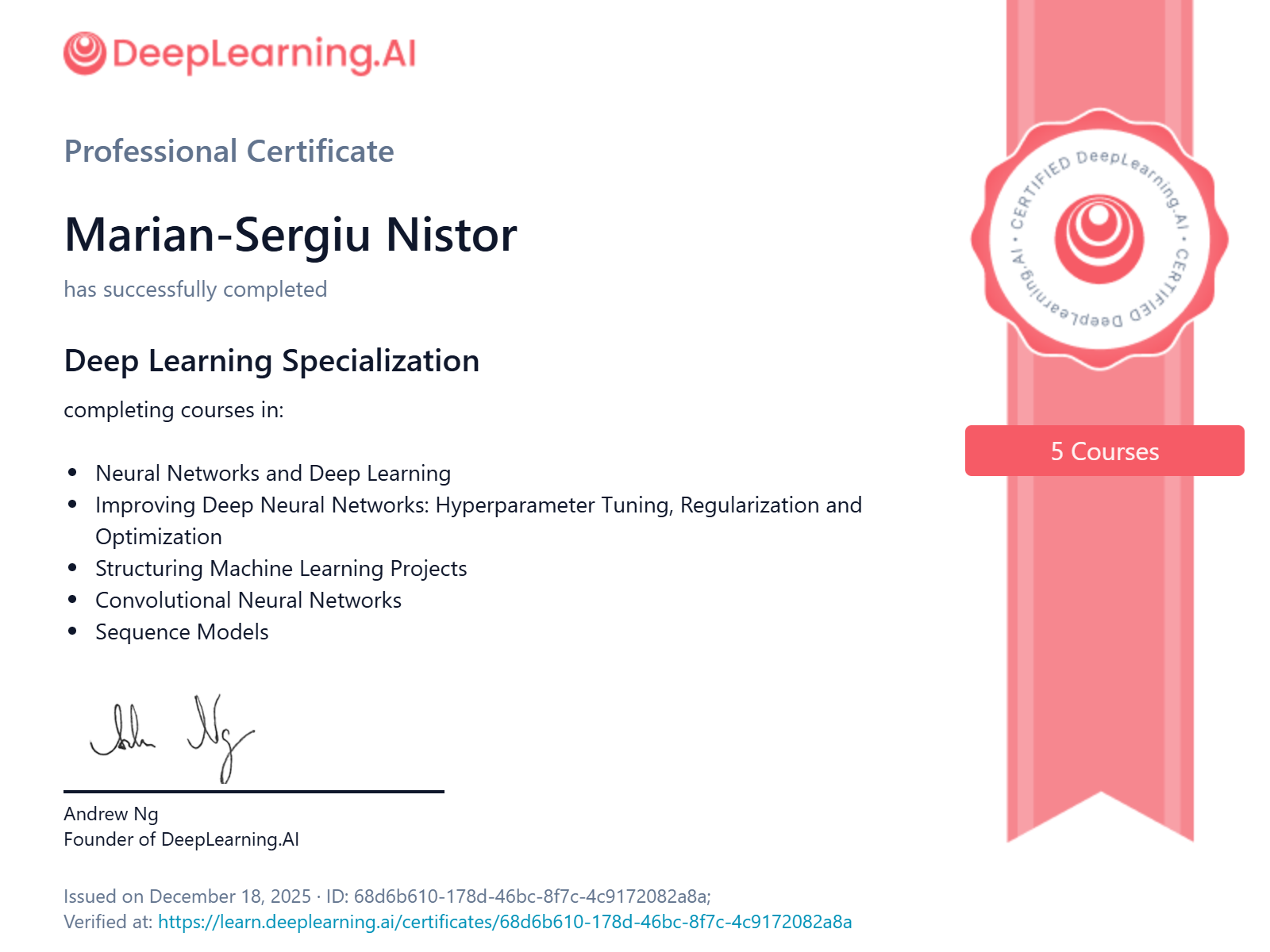 Deep Learning Specialization